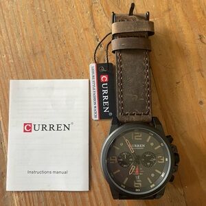 Curren Brown Leather Strap Watch